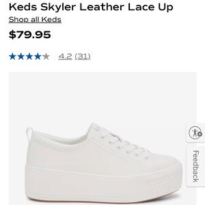 Keds-Skyler Leather Lace Up: White Platform Sneakers